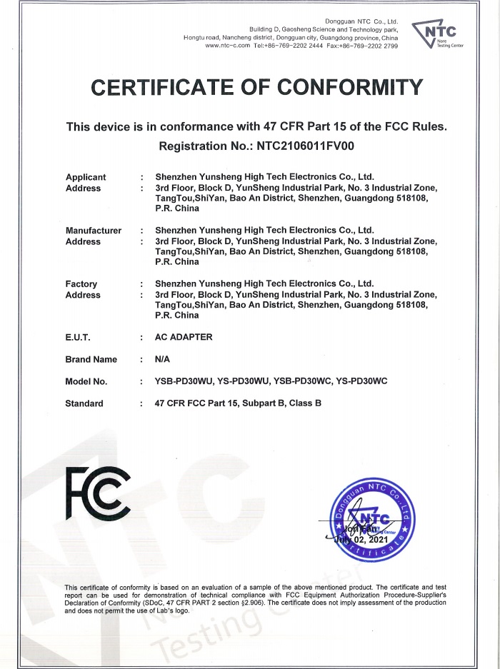 Certificado FCC